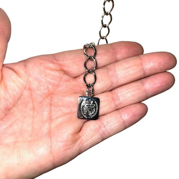 Vintage Womens Belt Silver Size Small Medium Drop Chain Metal Squares Classic - Picture 4 of 11